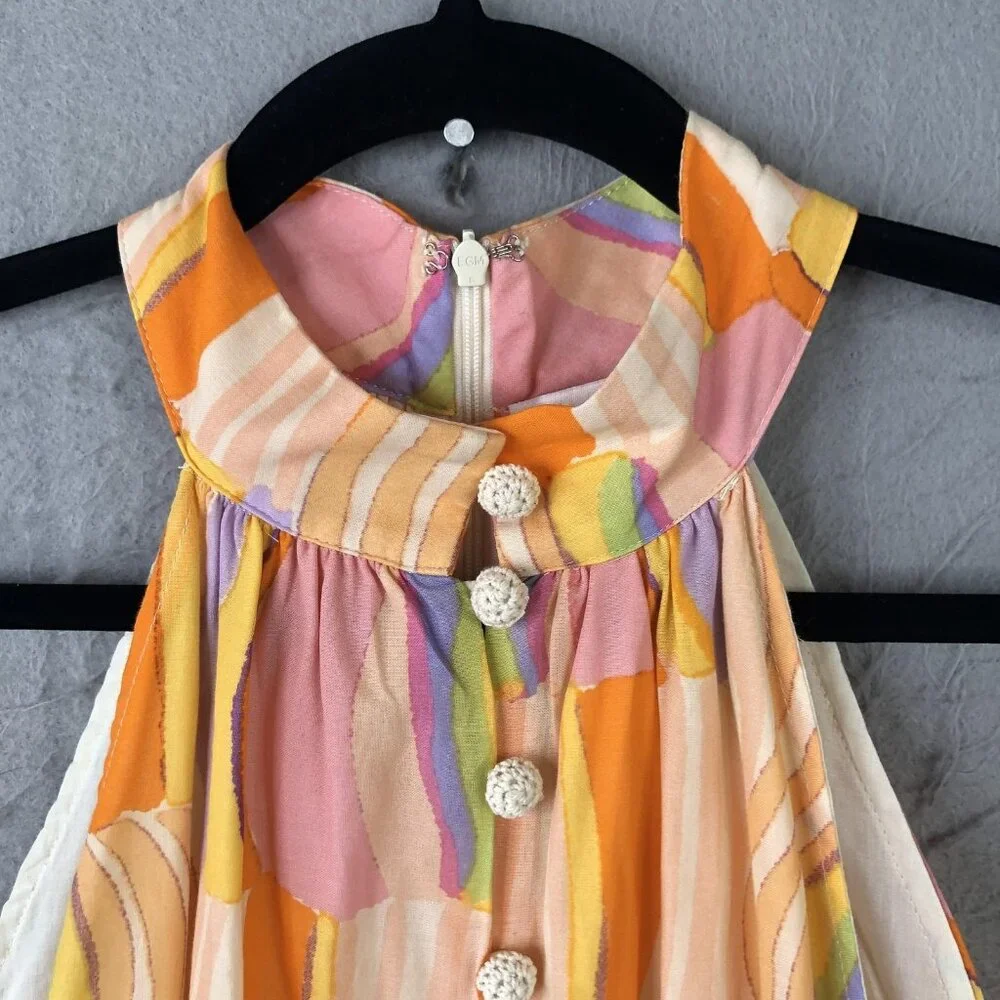 Fate Dress Womens Small Halter Neck Button Front Retro Boho Abstract Mod NEW - Picture 9 of 16